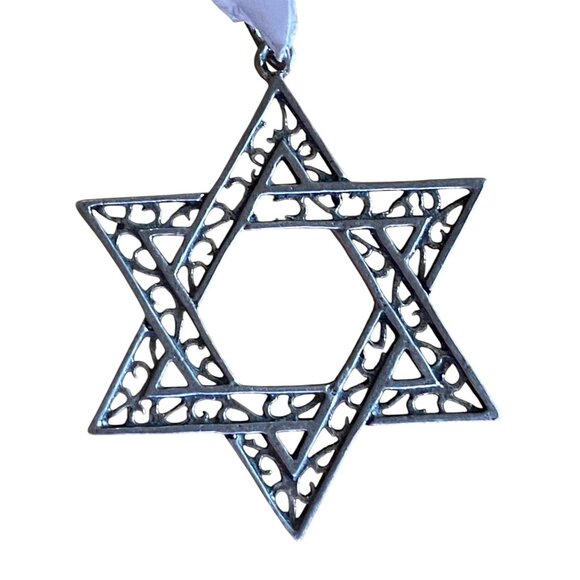 Star Of David Filigree Design Metal Pendant Necklace Jewelry Accessory - Picture 5 of 5